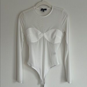 Elegant White Long Sleeve Bodysuit